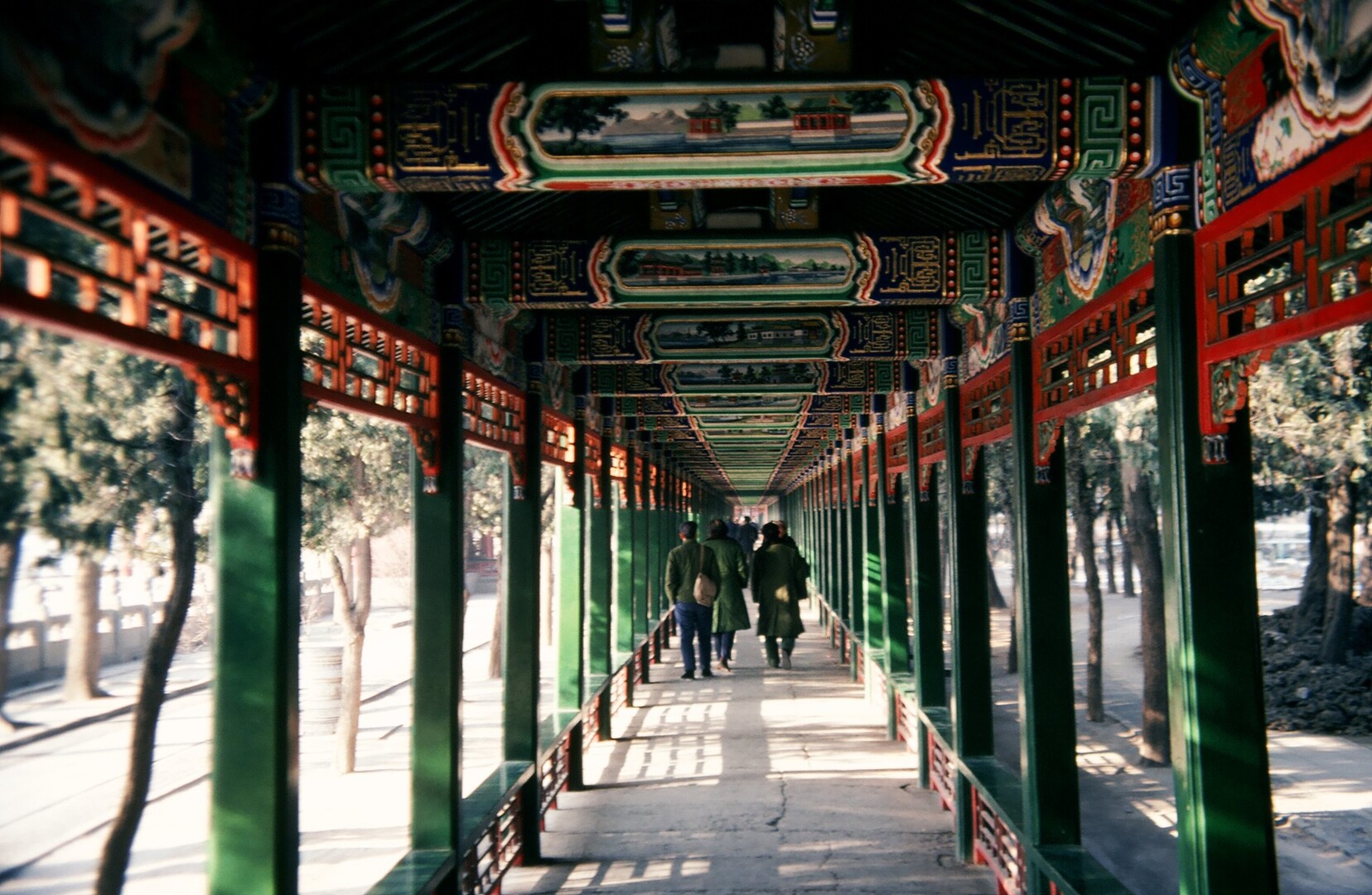 Long Corridor with thousands of traditional Chinese paintings